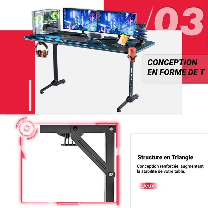 SogesHome Bureau de Jeu Bureau Informatique en Forme L Gaming Desk-140