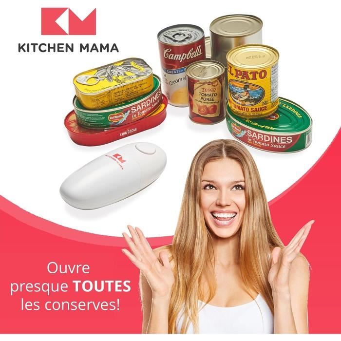 Kitchen Mama Mini ouvre-boîte électrique - Ouvre-boîte de poche avec  fonction démarrage & arrêt automatique à simple touche, bords sûrs et  lisses, format adapté aux voyages, facile à tenir - Noir 