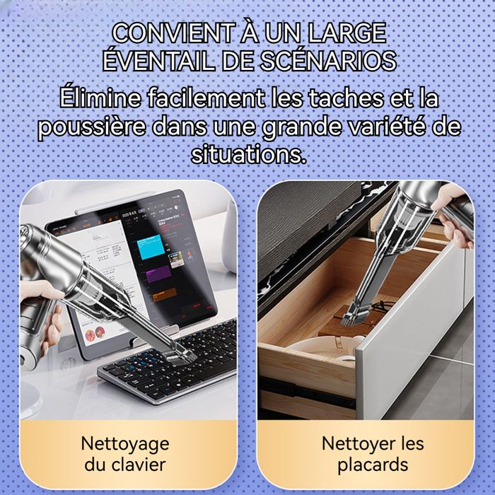 Aspirateur Voiture Sans Fil 9000Pa - Puissant Et Léger - Avec Souffleur Et Accessoires Pour Auto Et Maison