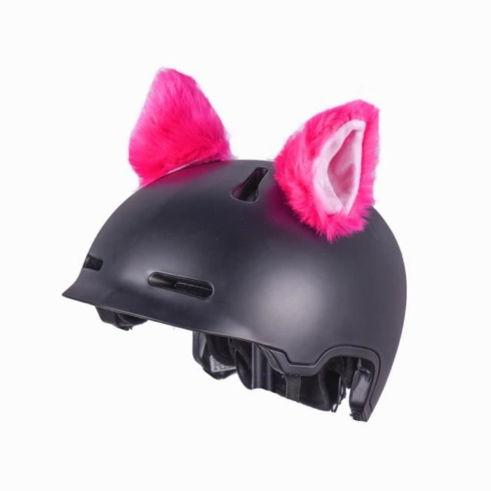 Oreilles De Chat En Peluche Pour Casque - Lot De 2, Blanc/rose/gris, Autocollant Fort, Décoration Moto, Vélo, Ski