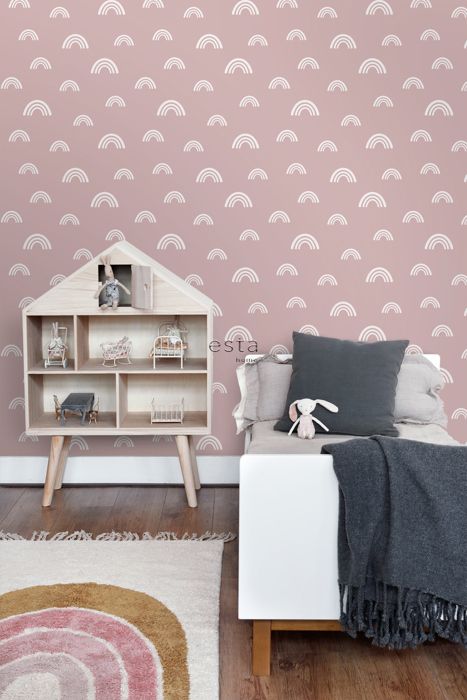 Papier peint arcs en ciel vieux rose - 0.53 x 10.05 m - ESTAHOME ...