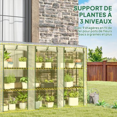 Outsunny Serre De Jardin PVC Avec étagères 5 Niveaux, Serre De Balcon, Bâche Renforcée 135 G/m²