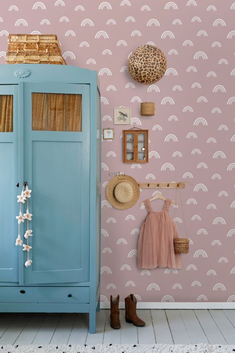 Papier peint arcs en ciel vieux rose - 0.53 x 10.05 m - ESTAHOME ...