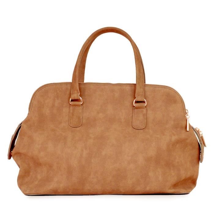 KINSTON Sac Ordinateur Tiana - Façon Nubuck - Camel