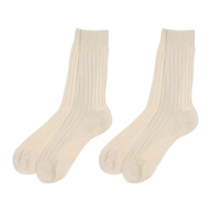 Lot de 2 Paires de Chaussettes Fil d cosse Cotes Beige Homme