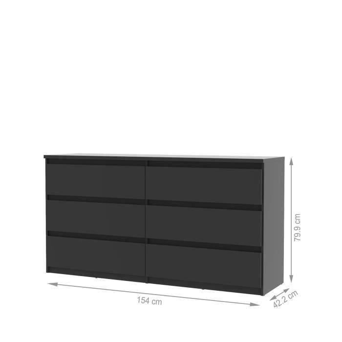 FINLANDEK Chevet NATTI Contemporain Noir L 42 cm FINLANDEK CHAMBRE