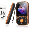 Lecteur MP3 Sport AGPTEK Bluetooth 5.0 avec Clip 32Go HiFi Baladeur Musique, Radio FM/Podomètre, Orange-0
