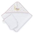 NAF NAF - Sortie de bain bébé 100% coton 75x75cm + gant de toilette  thème "MARLON NIGHT" rose-0
