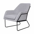 Finda Fauteuil En Velours Gris Clair Avec Pieds En Métal