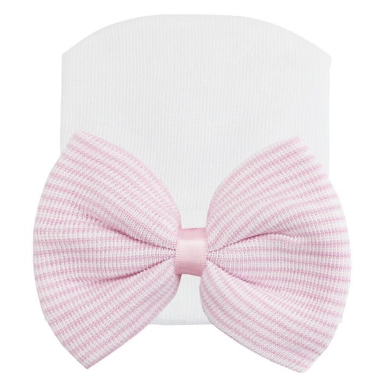Bonnet Bébé Fille Avec Nœud - 100% Coton, Taille 0-6 Mois - Pour Hôpital, Photos, Quotidien - Couleurs Rose, Blanc, Noir, Gris - 6