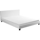 LOUNGITUDE MONACO Lit adulte contemporain avec LED - Simili blanc - Sommier et tête de lit inclus - l 140 x L 190 cm