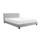 LOUNGITUDE MONACO Lit adulte - Contemporain - Tissu gris clair - Sommier et tête de lit inclus - l 140 x L 190 cm