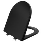 ANYCEE MAX Abattant Toilette Noir en Résine - Forme D - Fermeture Douce - Installation et Nettoyage Faciles