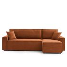BAÏTA Canapé d'angle convertible et réversible 4 places ZOLA velours côtelé terracotta