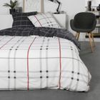 TODAY Parure de lit double en coton flanelle imprimé tartan - Blanc - 240 x 260 cm