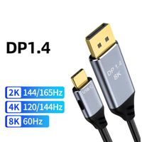 3m - Câble USB C vers DisplayPort 8K DP Type C 3.1 vers Display Port 1.4, Thunderbolt 3 vers 8K DP pour MacPl
