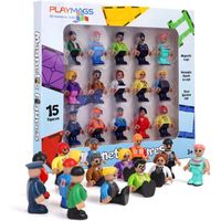 Playmags Figurines magnetiques - Ensemble de 15 Figurines - Play People Parfait pour Les tuiles magnetiques - Jouets d'appren