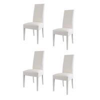 Tommychairs - Set 4 chaises cuisine LUISA, robuste structure en bois de hêtre, assise et dossier en cuir artificiel couleur blanc