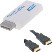 Adaptateur HDMI full HD pour Nintendo Wii - Wii U - Blanc + câble HDMI 1,5 m