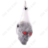 TD® Fantôme suspendu en coton araignée 26*24*17cm Éclairage activé par le son crâne Convient pour la décoration d'Halloween