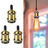 TOKIUS 3 Pièces Douilles E27 Vintage Edison Douille de Lampe Ampoule LED Adaptateur pour Lustre Suspension DIY - Laiton