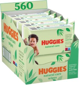 LINGETTES BÉBÉ HUGGIES Lingettes Natural Care, enrichies Aloe Vera (10 paquets de 56 lingettes)