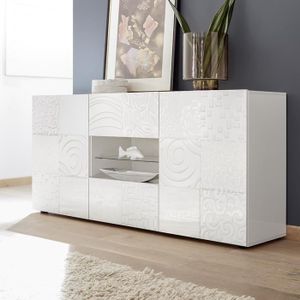 Bahut Blanc Laqué 140 Cm Buffet Blanc Laque 180 Achat Vente Pas Cher