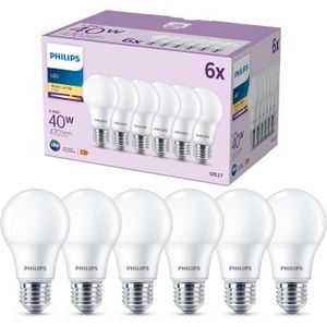 AMPOULE - LED Philips Pack De 6 Ampoules Led E27, 40W, Blanc Cha