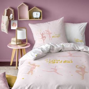 Happy Linen Company Couvre-lit r/éversible Motif Danseuses /étoiles Rose Enfant Couvre-lit