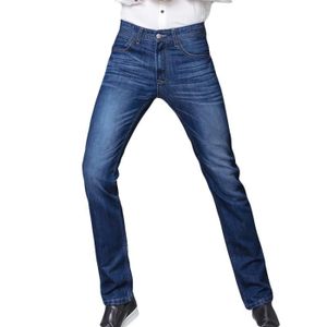 JEANS Jeans Homme slim bleu en coton Droit Pantalon denim Homme a la mode classique et stretch-Bleu