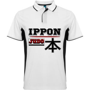 POLO DE SPORT Polo de Judo Bicolore 'IPPON' Calligraphie France Japon - Homme - Manches Courtes - Noir et Blanc