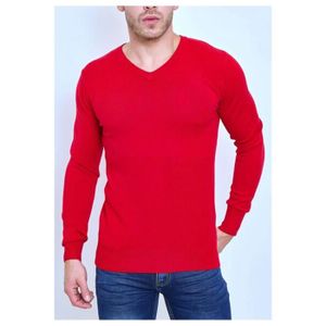 PULL Pull manches longues col V Rouge Homme