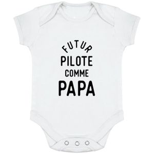 BODY body bébé | Cadeau imprimé en France | 100% coton | Futur pilote comme papa