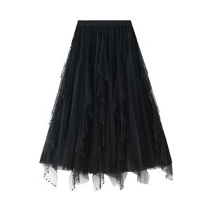 jupon tulle noir mi long