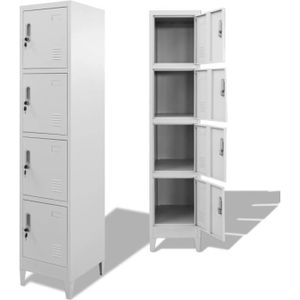 ARMOIRE DE BUREAU Armoire à casiers OVONNI - Armoire Métallique de Bureau avec 4 compartiments - 38 x 45 x 180 cm - Gris