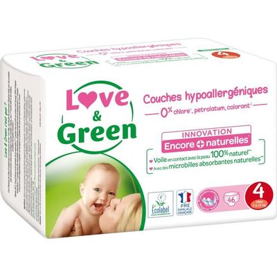 Couches LOVE AND GREEN Taille Naissance - Ecolabel et hypoallergéniques T1  x 44 - Cdiscount Puériculture & Eveil bébé