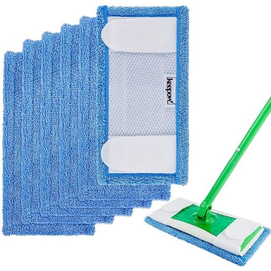 Serpillière réutilisable compatible avec Swiffer Sweeper, housse de balai à  récurer en microfibre robuste, recharges multi-surfaces pour nettoyage