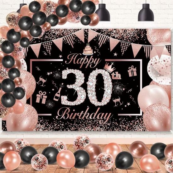 Lot De 10 Décorations Noires Et Dorées Pour 30e Anniversaire Pour Filles Et Garçons, Centres De Table Pour 30e Anniversaire