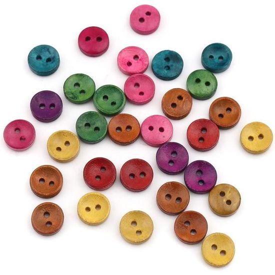 100 Boutons Ronds En Bois Brun Clair - 13mm Ou 15mm - Pour Couture, Vêtements, Artisanat