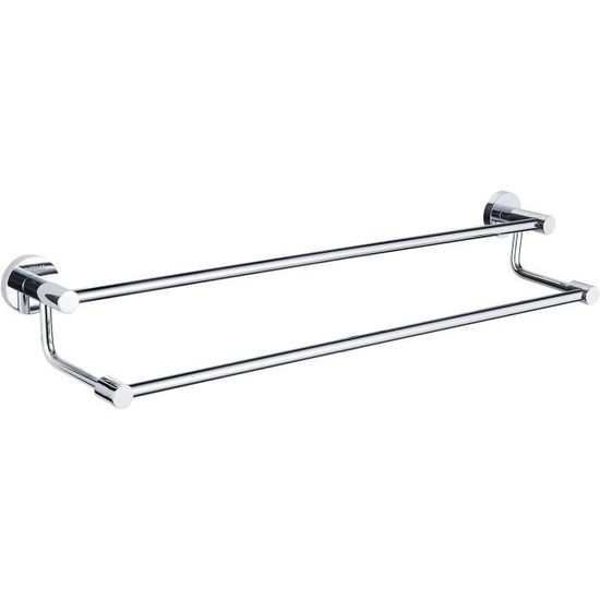 Porte-Serviettes Double Barre 60 Cm - Acier Inoxydable Chromé Pour Salle De Bain