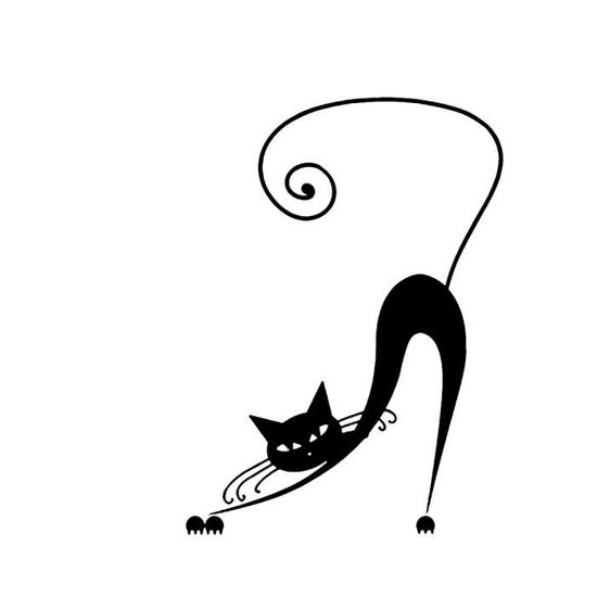 Autocollant de voiture de chaton, dessin animé Carrosserie Décoratif  Autocollant de voiture Autocollant animal mignon 14 x 6 cm, noir