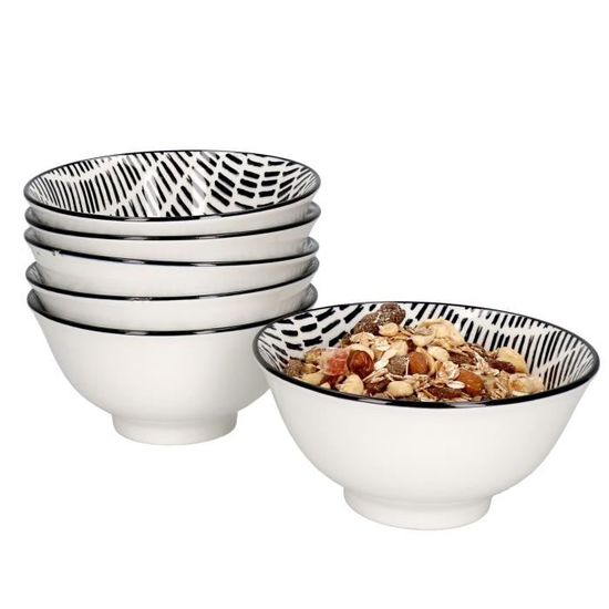 Lot De 6 Bols MamboCat "Marie" - Porcelaine, Décor Prairie Fleurie, 14 Cm / 400 Ml, Micro-ondes Et Lave-vaisselle