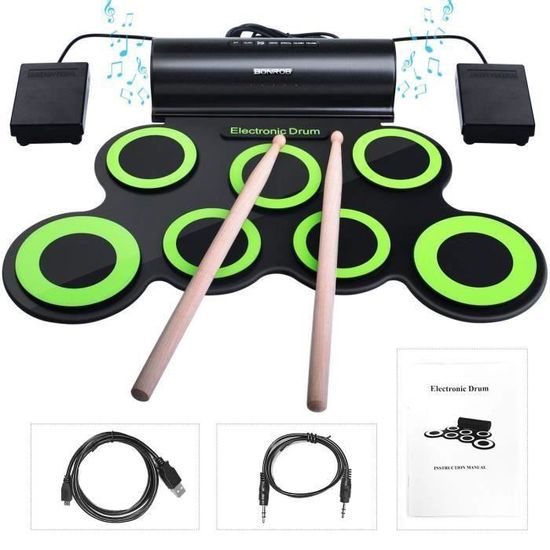 Batterie Électronique OFFCUP 9 Pads | Set Portable Avec Pédales - USB/MIDI Pour Débutants