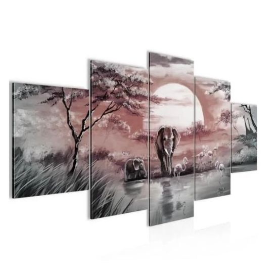 Toile Murale Vintage De Noël - Décoration Murale D'élan Et De Père Noël