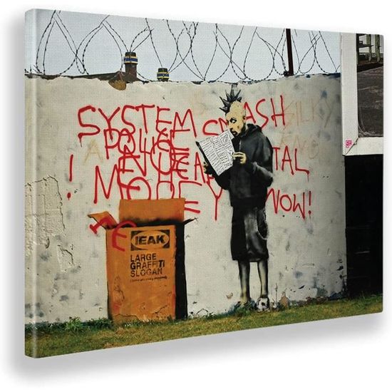 Toile Banksy "Enfant Ouvre Le Rideau" - Verre Acrylique 140x100cm - Prêt à Accrocher