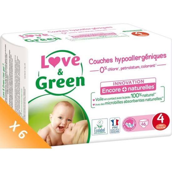 LOVE AND GREEN Couches écolabellisées T4 276 couches Mega Pack