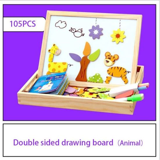 Planche à dessin magnétique en bois multifonction pour enfants, Puzzle  Animal, écriture, tableau noir, jouets éducatifs d'apprentissage, 100  pièces – les meilleurs produits dans la boutique en ligne Joom Geek