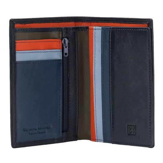 Portefeuille Homme En Cuir Multicolore RFID Navy - Classique, Nombreuses Fentes Cartes, Porte-monnaie Intégré