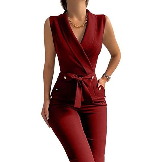 Combinaison Pantalon Femme Chic et Elegant Tailleur Soiree Sexy