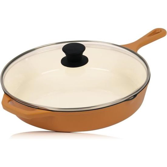 Poêle En Acier Inoxydable De 28 Cm Avec Couvercle, Poêle À Induction Avec Revêtement En